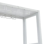Buffet de bar en bois bleu et blanc avec porte-bouteilles, rangement pour 9 bouteilles