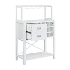 Buffet de bar en bois bleu et blanc avec porte-bouteilles, rangement pour 9 bouteilles