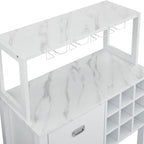 Buffet de bar en bois bleu et blanc avec porte-bouteilles, rangement pour 9 bouteilles