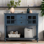 Buffet de ferme antique bleu marine / gris / blanc avec vitrines et tiroirs — Pour 1 espace