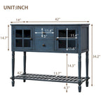 Buffet de ferme antique bleu marine / gris / blanc avec vitrines et tiroirs — Pour 1 espace