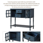 Buffet de ferme antique bleu marine / gris / blanc avec vitrines et tiroirs — Pour 1 espace