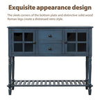Buffet de ferme antique bleu marine / gris / blanc avec vitrines et tiroirs — Pour 1 espace