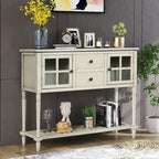 Buffet de ferme antique bleu marine / gris / blanc avec vitrines et tiroirs — Pour 1 espace