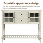 Buffet de ferme antique bleu marine / gris / blanc avec vitrines et tiroirs — Pour 1 espace
