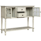 Buffet de ferme antique bleu marine / gris / blanc avec vitrines et tiroirs — Pour 1 espace
