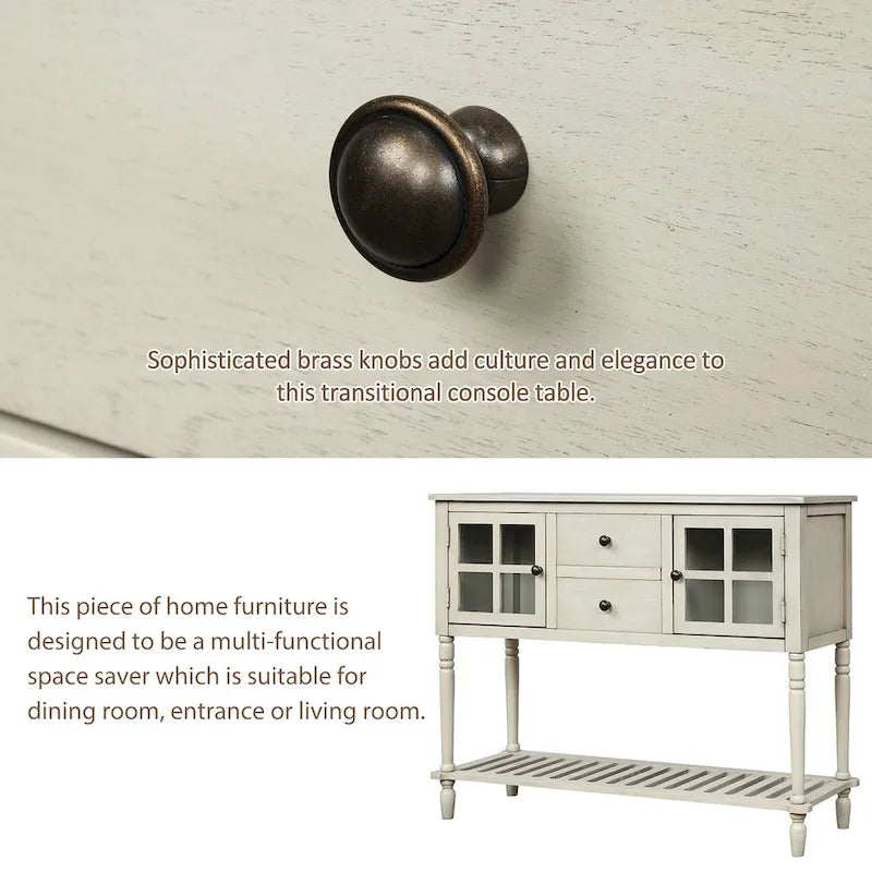 Buffet de ferme antique bleu marine / gris / blanc avec vitrines et tiroirs — Pour 1 espace