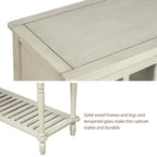 Buffet de ferme antique bleu marine / gris / blanc avec vitrines et tiroirs — Pour 1 espace