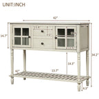 Buffet de ferme antique bleu marine / gris / blanc avec vitrines et tiroirs — Pour 1 espace