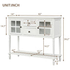 Buffet de ferme antique bleu marine / gris / blanc avec vitrines et tiroirs — Pour 1 espace
