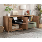Crédence de bureau blanche douce avec portes – Rangement pour 2 personnes