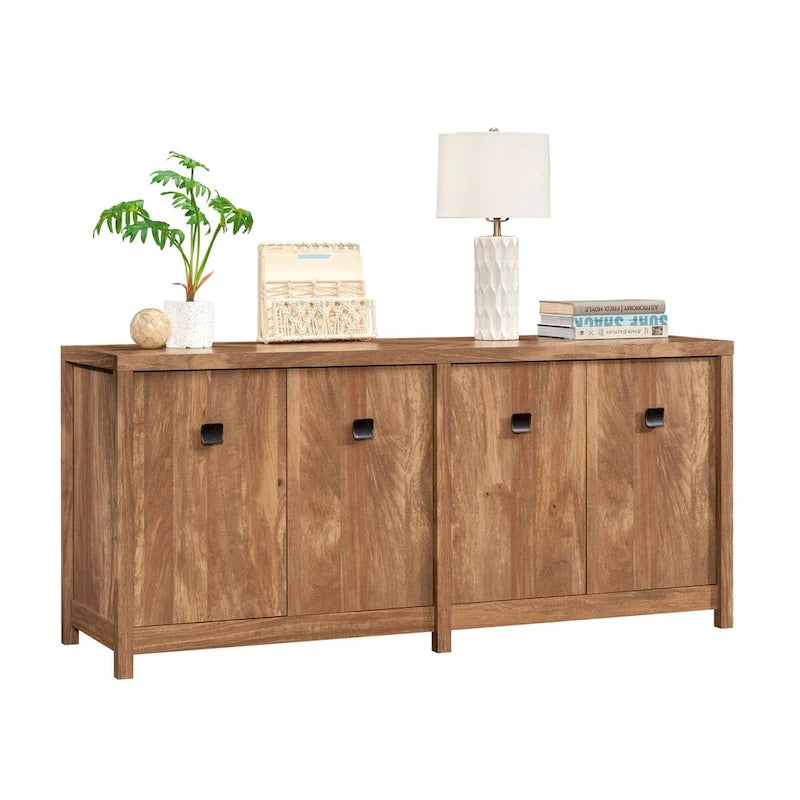 Crédence de bureau blanche douce avec portes – Rangement pour 2 personnes
