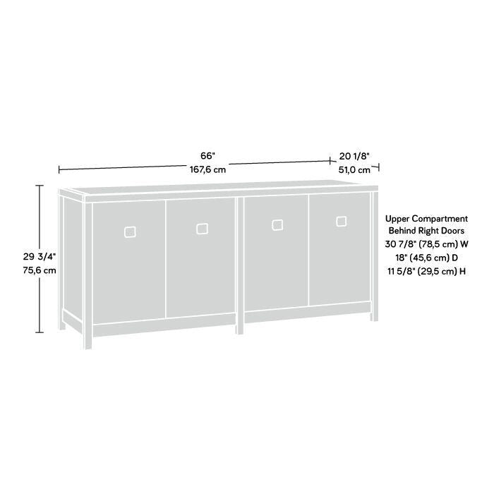Crédence de bureau blanche douce avec portes – Rangement pour 2 personnes