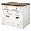 Meuble de rangement latéral rustique blanc vieilli, tiroir de classement juridique/lettre verrouillable, 1 personne