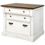 Meuble de rangement latéral rustique blanc vieilli, tiroir de classement juridique/lettre verrouillable, 1 personne