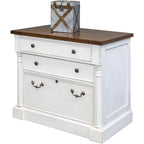 Meuble de rangement latéral rustique blanc vieilli, tiroir de classement juridique/lettre verrouillable, 1 personne
