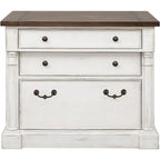 Meuble de rangement latéral rustique blanc vieilli, tiroir de classement juridique/lettre verrouillable, 1 personne