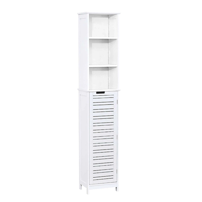Meuble de rangement de salle de bain mince poli blanc, 1 personne, 35,3 cm L x 26,4 cm l x 172,7 cm H