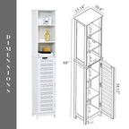 Meuble de rangement de salle de bain mince poli blanc, 1 personne, 35,3 cm L x 26,4 cm l x 172,7 cm H