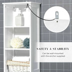 Meuble de rangement de salle de bain mince poli blanc, 1 personne, 35,3 cm L x 26,4 cm l x 172,7 cm H
