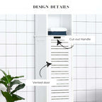 Meuble de rangement de salle de bain mince poli blanc, 1 personne, 35,3 cm L x 26,4 cm l x 172,7 cm H