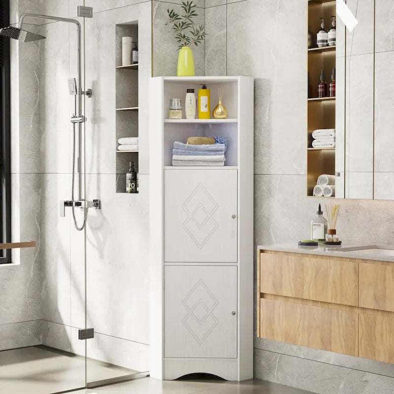 Meuble de rangement d'angle gris/blanc avec étagères réglables, pour 1
