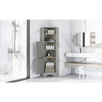 Meuble de rangement d'angle gris/blanc avec étagères réglables, pour 1