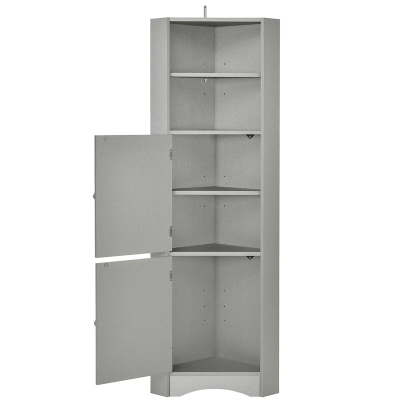 Meuble de rangement d'angle gris/blanc avec étagères réglables, pour 1