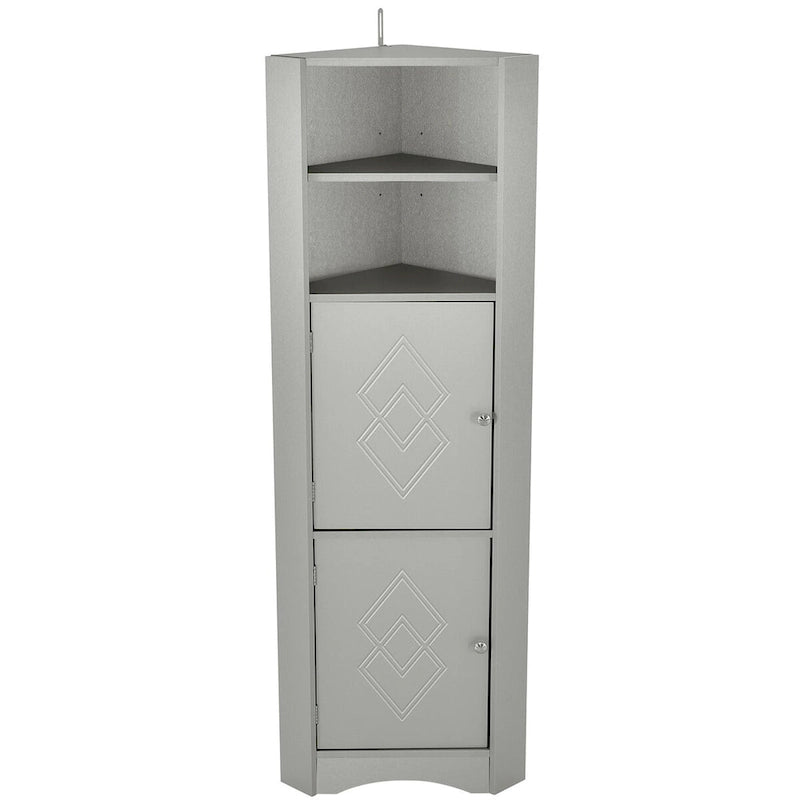 Meuble de rangement d'angle gris/blanc avec étagères réglables, pour 1