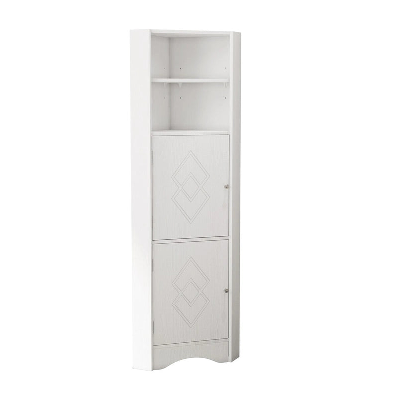 Meuble de rangement d'angle gris/blanc avec étagères réglables, pour 1