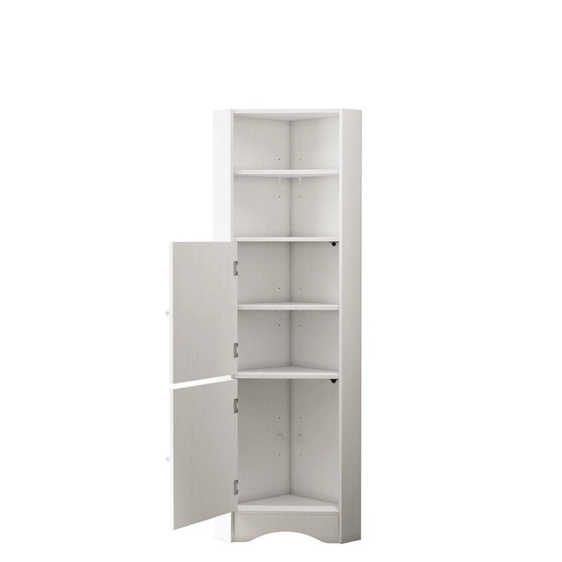 Meuble de rangement d'angle gris/blanc avec étagères réglables, pour 1