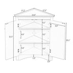 Meuble d'angle triangulaire bleu / chêne / blanc / noir avec étagères réglables, autoportant, 2 étagères