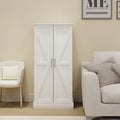 Meuble de rangement blanc autonome avec lumière LED, 2 portes, 10 compartiments