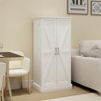 Meuble de rangement blanc autonome avec lumière LED, 2 portes, 10 compartiments