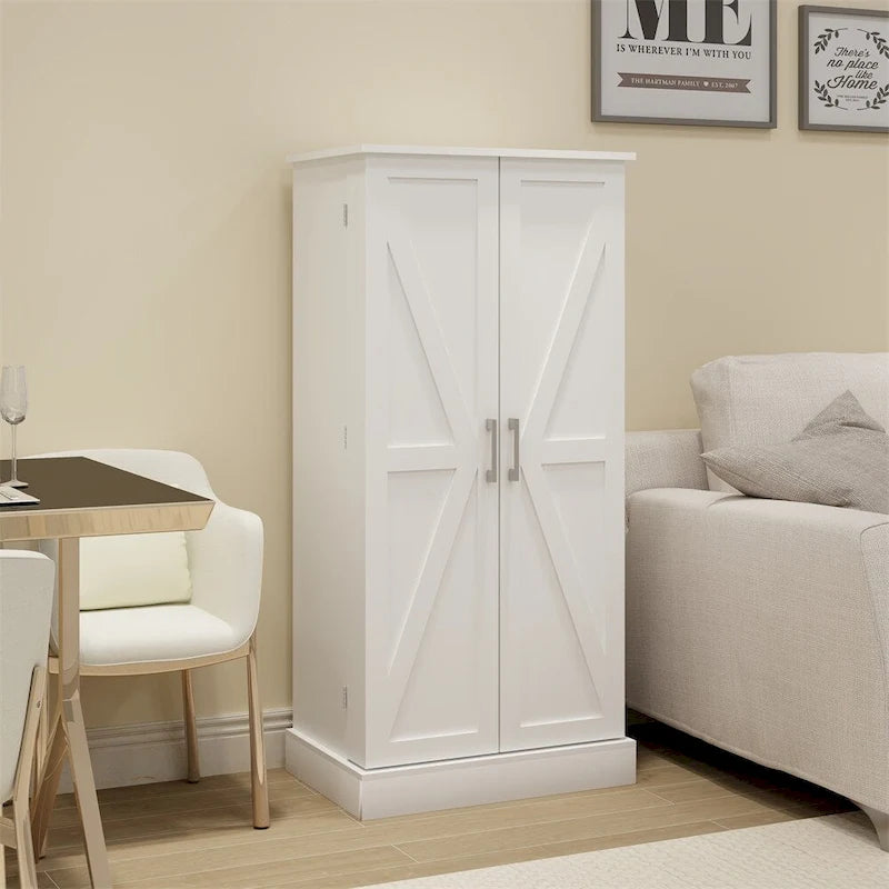 Meuble de rangement blanc autonome avec lumière LED, 2 portes, 10 compartiments