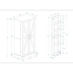 Meuble de rangement blanc autonome avec lumière LED, 2 portes, 10 compartiments