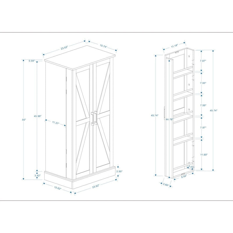 Meuble de rangement blanc autonome avec lumière LED, 2 portes, 10 compartiments