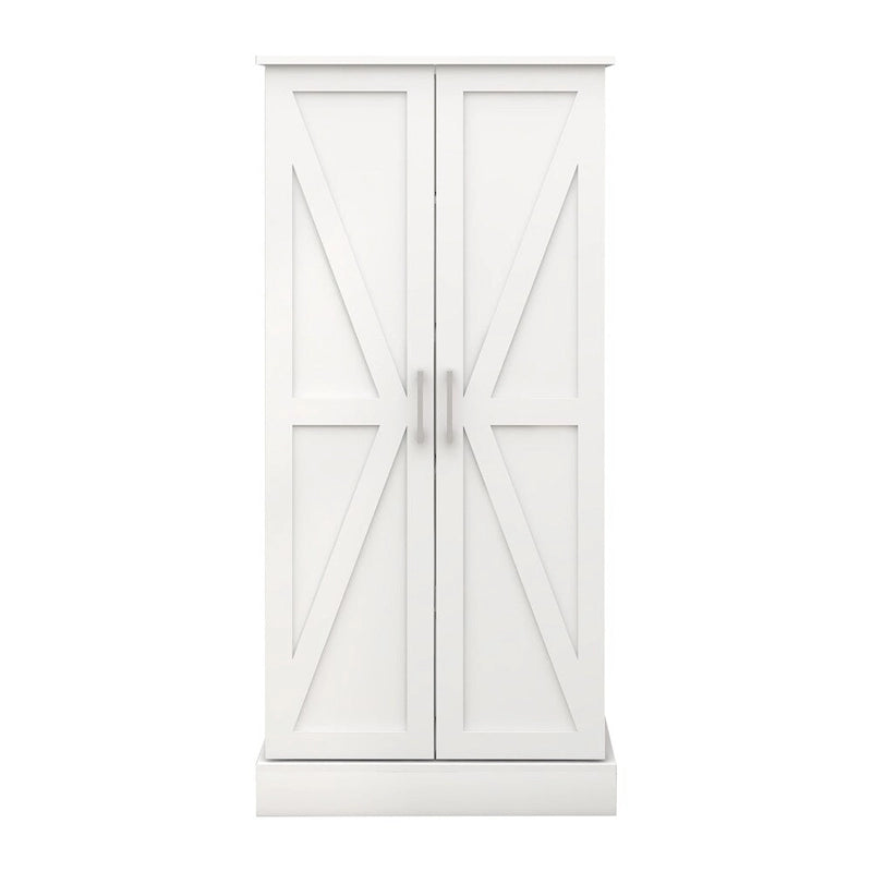 Meuble de rangement blanc autonome avec lumière LED, 2 portes, 10 compartiments