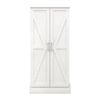 Meuble de rangement blanc autonome avec lumière LED, 2 portes, 10 compartiments