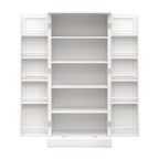 Meuble de rangement blanc autonome avec lumière LED, 2 portes, 10 compartiments