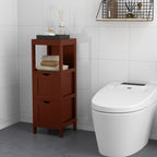 Meuble de Rangement au Sol pour Salle de Bain, Gris / Marron / Blanc, 2 Tiroirs, Montage par 1 Personne