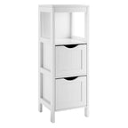 Meuble de Rangement au Sol pour Salle de Bain, Gris / Marron / Blanc, 2 Tiroirs, Montage par 1 Personne