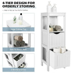 Meuble de Rangement au Sol pour Salle de Bain, Gris / Marron / Blanc, 2 Tiroirs, Montage par 1 Personne