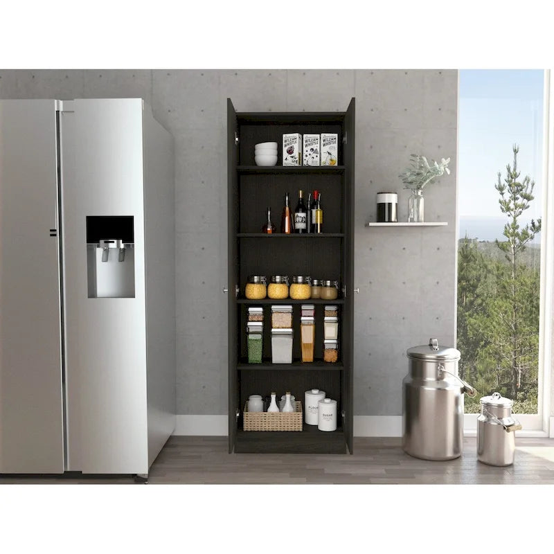 Armoire de rangement autoportante avec 10 étagères Blanche / Noire / Chêne