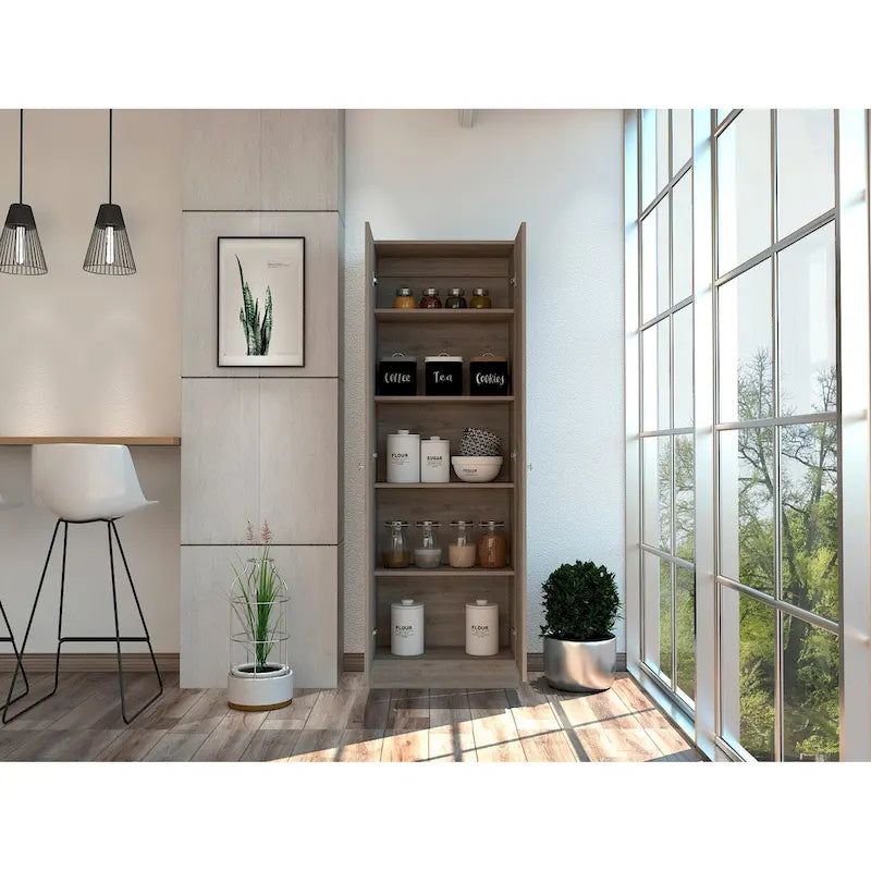 Armoire de rangement autoportante avec 10 étagères Blanche / Noire / Chêne