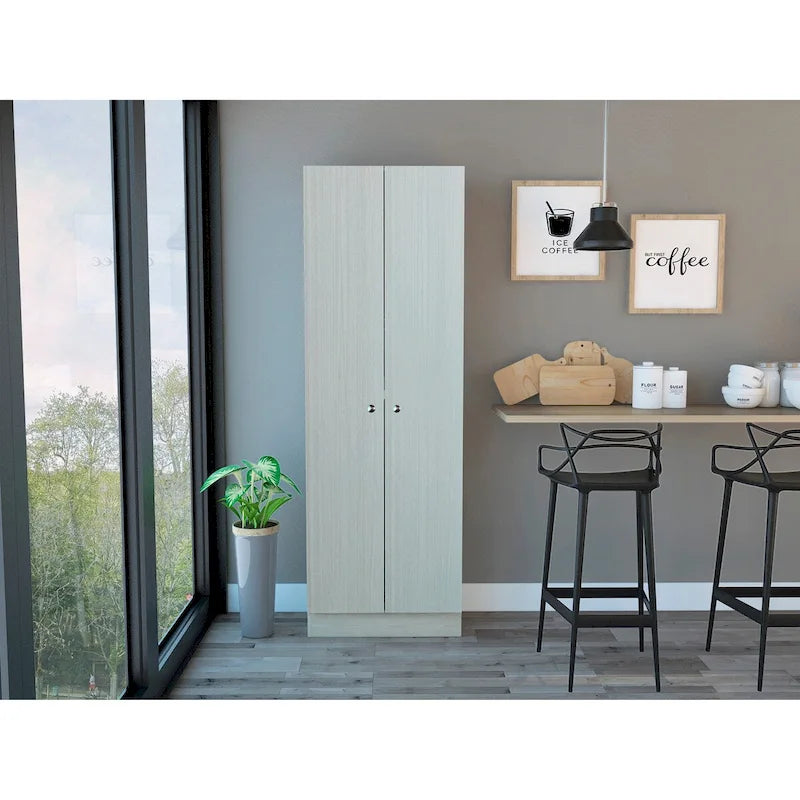 Armoire de rangement autoportante avec 10 étagères Blanche / Noire / Chêne