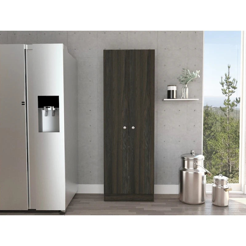 Armoire de rangement autoportante avec 10 étagères Blanche / Noire / Chêne
