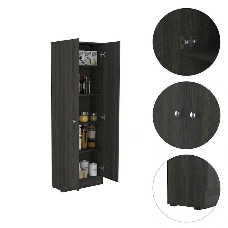 Armoire de rangement autoportante avec 10 étagères Blanche / Noire / Chêne