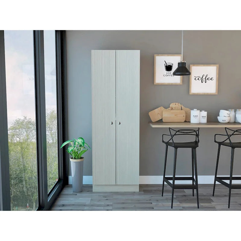 Armoire de rangement autoportante avec 10 étagères Blanche / Noire / Chêne