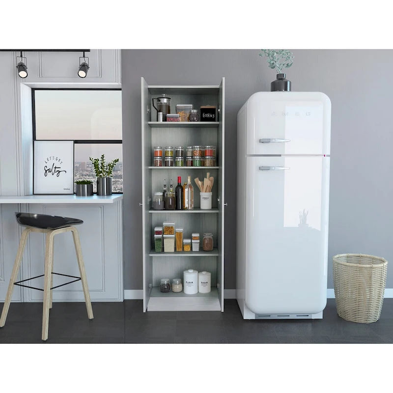 Armoire de rangement autoportante avec 10 étagères Blanche / Noire / Chêne